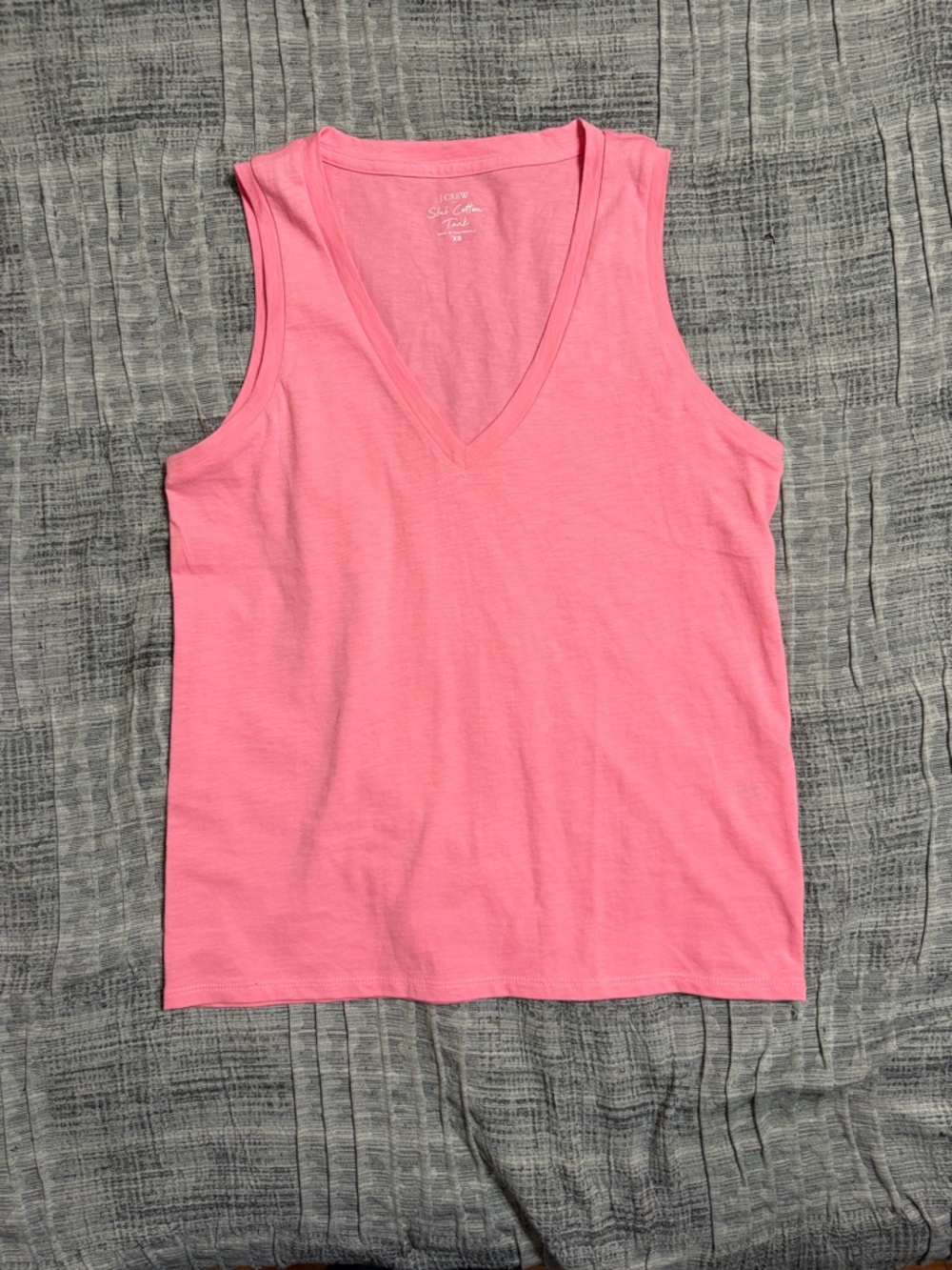 J.CREW Women's Slub Cotton Solid Pink V-neck Tank Top Size XS